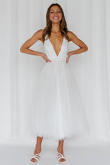 Summer Cinderella Midi Dress White