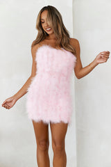 Bring The Extravagance Feather Mini Dress Pink
