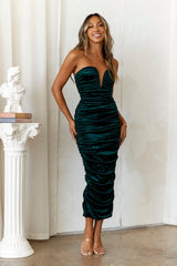 DEAR EMILIA Mysterious Gal Midi Dress  Emerald