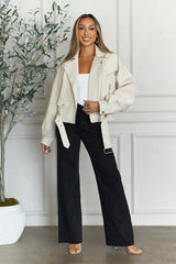 No Winter Blues Faux Leather Jacket Beige