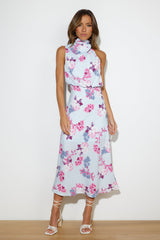 Got Me Looking Satin Maxi Dress Blue