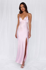The Sophia Satin Maxi Dress Pink