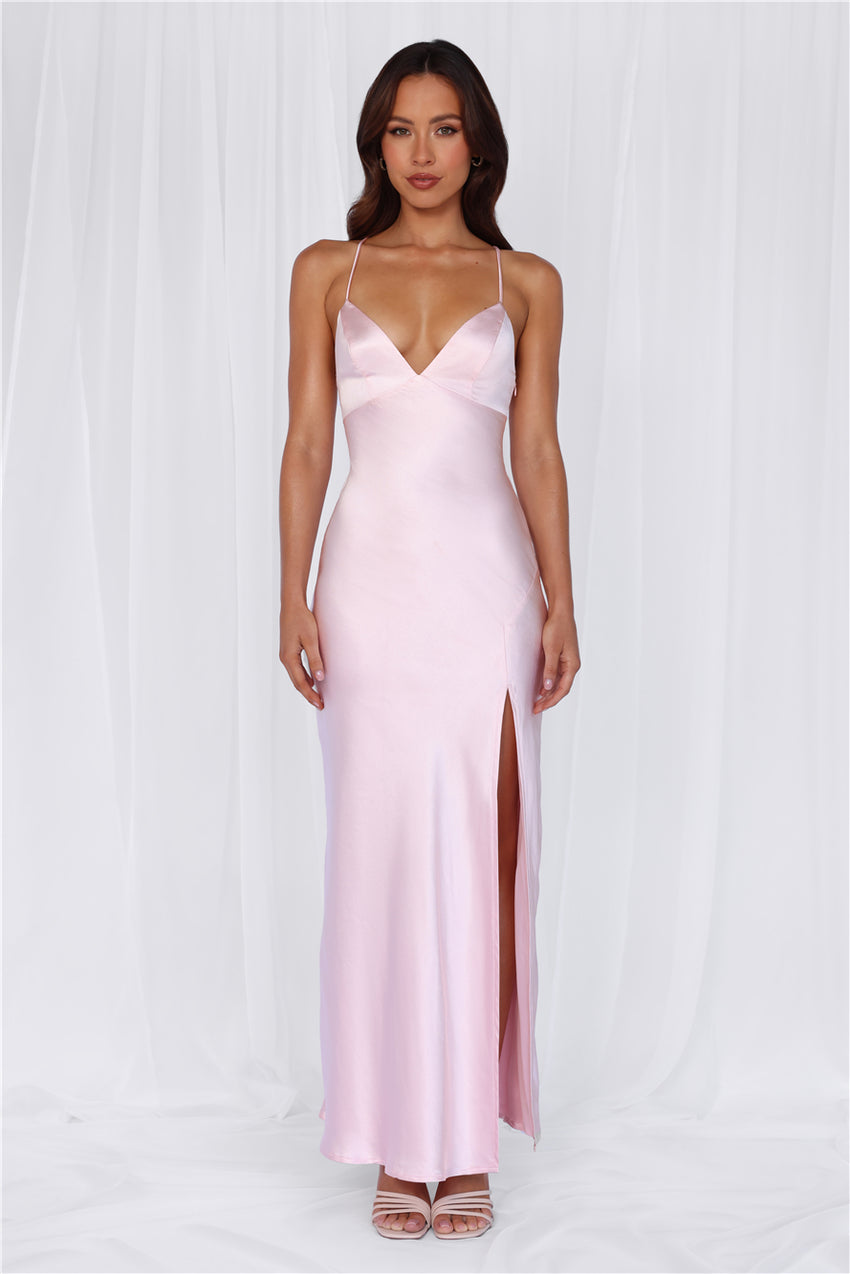 HELLO MOLLY The Sophia Satin Maxi Dress Pink