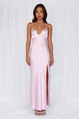 HELLO MOLLY The Sophia Satin Maxi Dress Pink