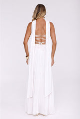 Sugar Babe Strapless Pleated Maxi Dress White